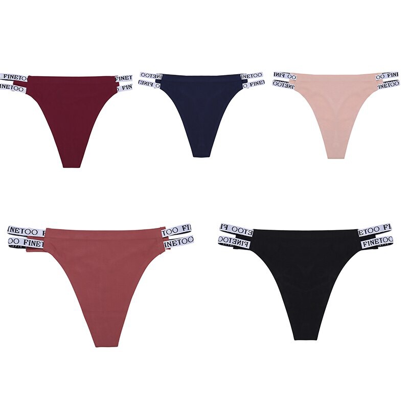 FINETOO New Arrival G-string Panty Solid Color Silk Seamless Wine Red ...