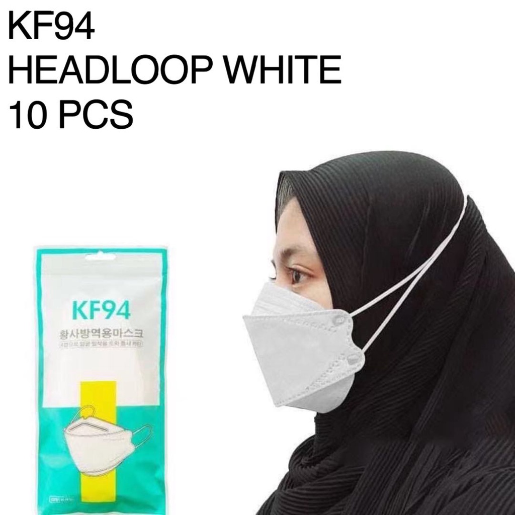 10 PCS KF94 HIJAB HEADLOOP 4 PLY PREMIUM DISPOSABLE FACE MASK ( ADULT
