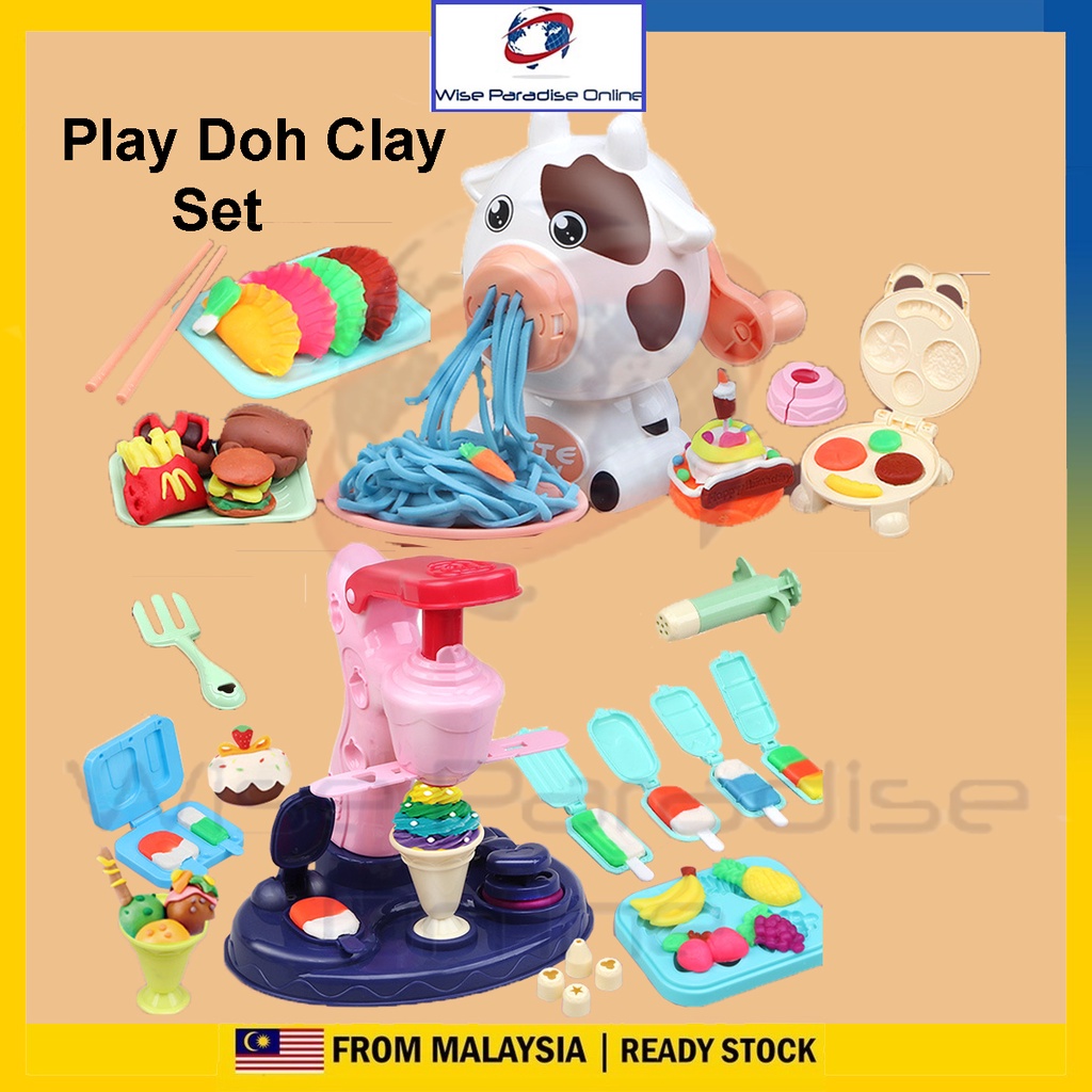 Playdoh Clay Toy Set Ice Cream Maker Noodle Machine Moulds Plasticine Toys For Kids Playset Mainan Perempuan Gift