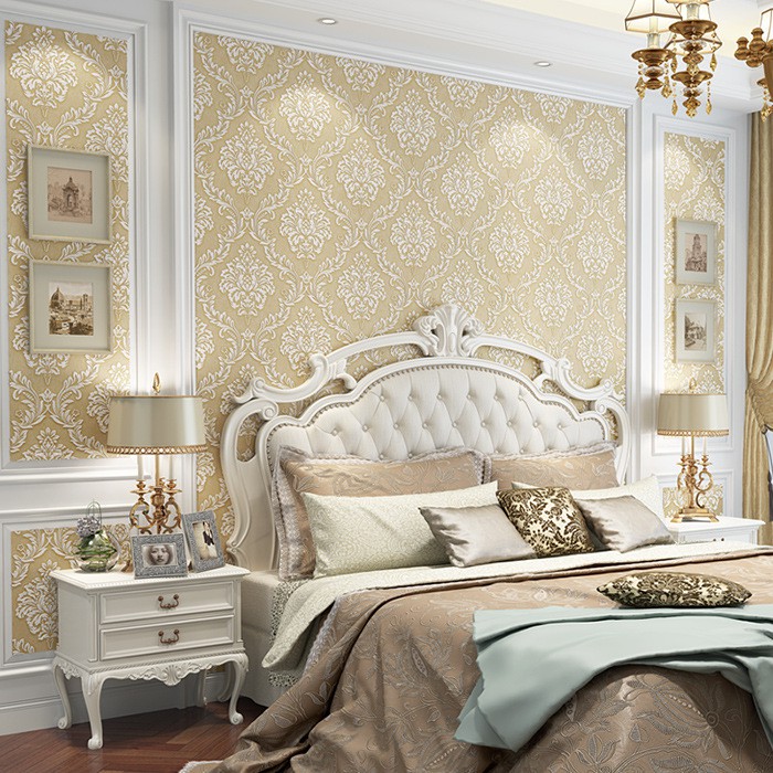 0 53m 9 5m Luxury Non Woven 3d Wallpaper Bedroom Living Room Wall Decor Embossed Ring Damascus Wallpaper
