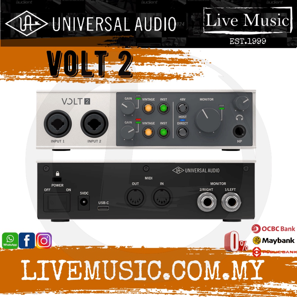 Universal Audio Volt 2 USB-C Audio Interface ( VOLT-2 . VOLT2 ...