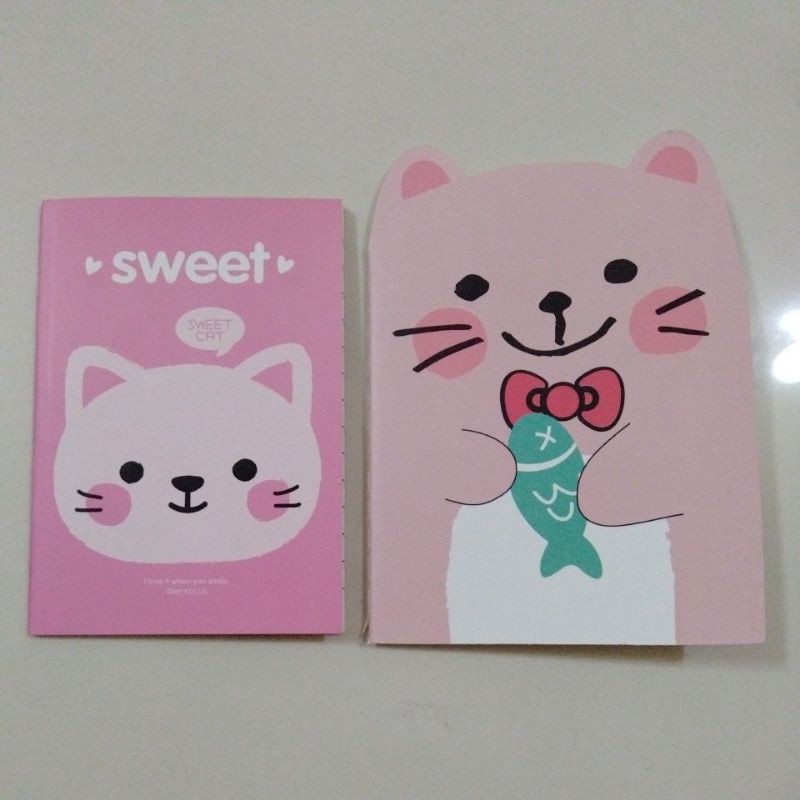 Cute cartoon animal cat pink single line mini note book/ memo/ booklet |  Shopee Malaysia