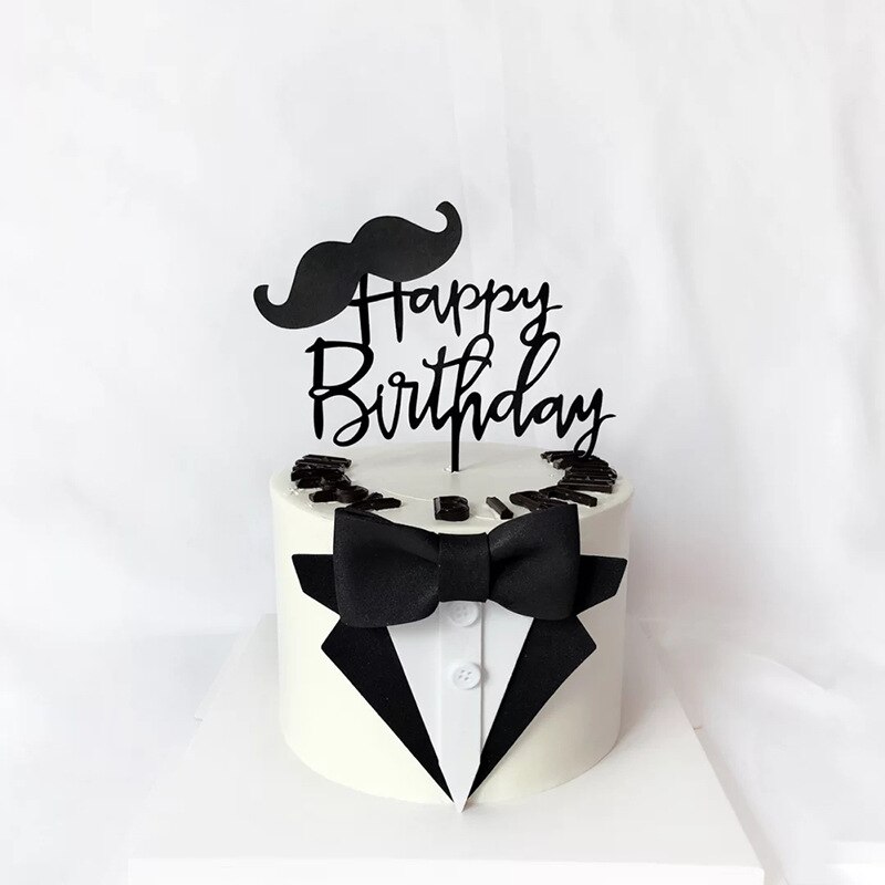 Gentleman Suit Bow Tie Cake Topper Birthday Wedding Party Supplies