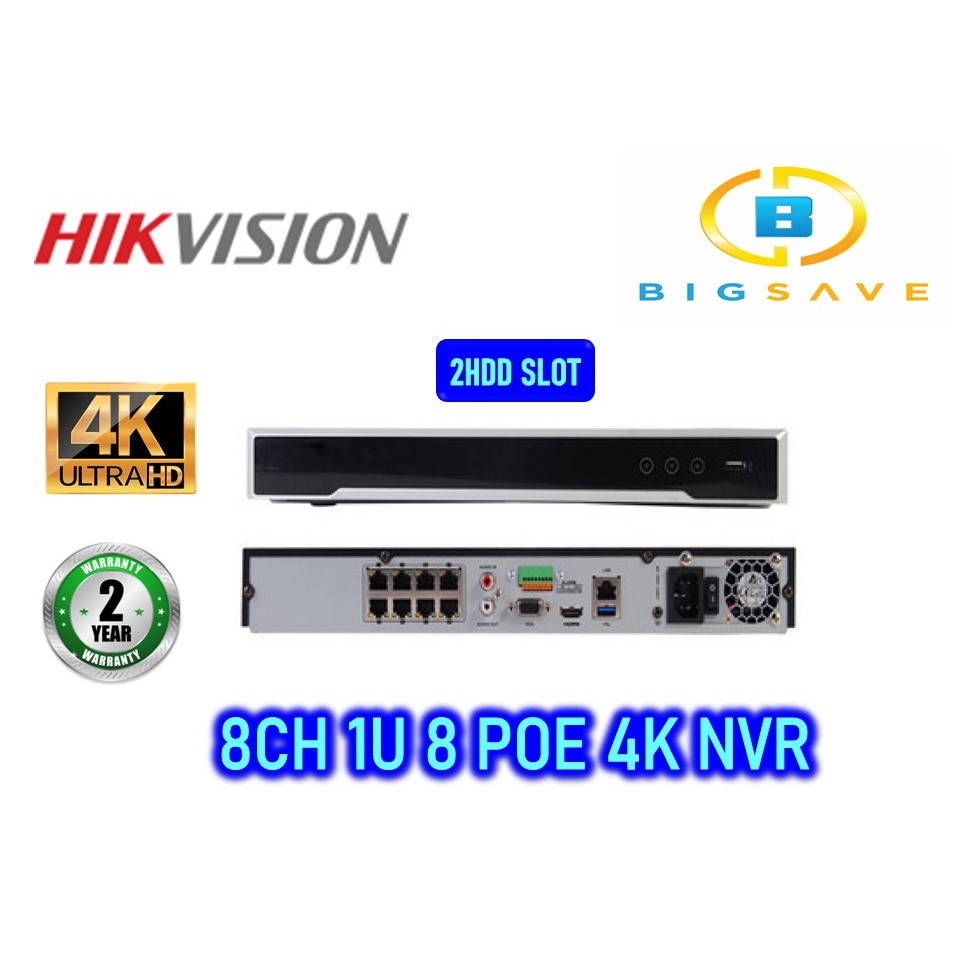 HIKVISION 8CH / 8 CHANNEL DS-7608NI-Q2/8P 1U 8 POE 4K NVR | Shopee Malaysia