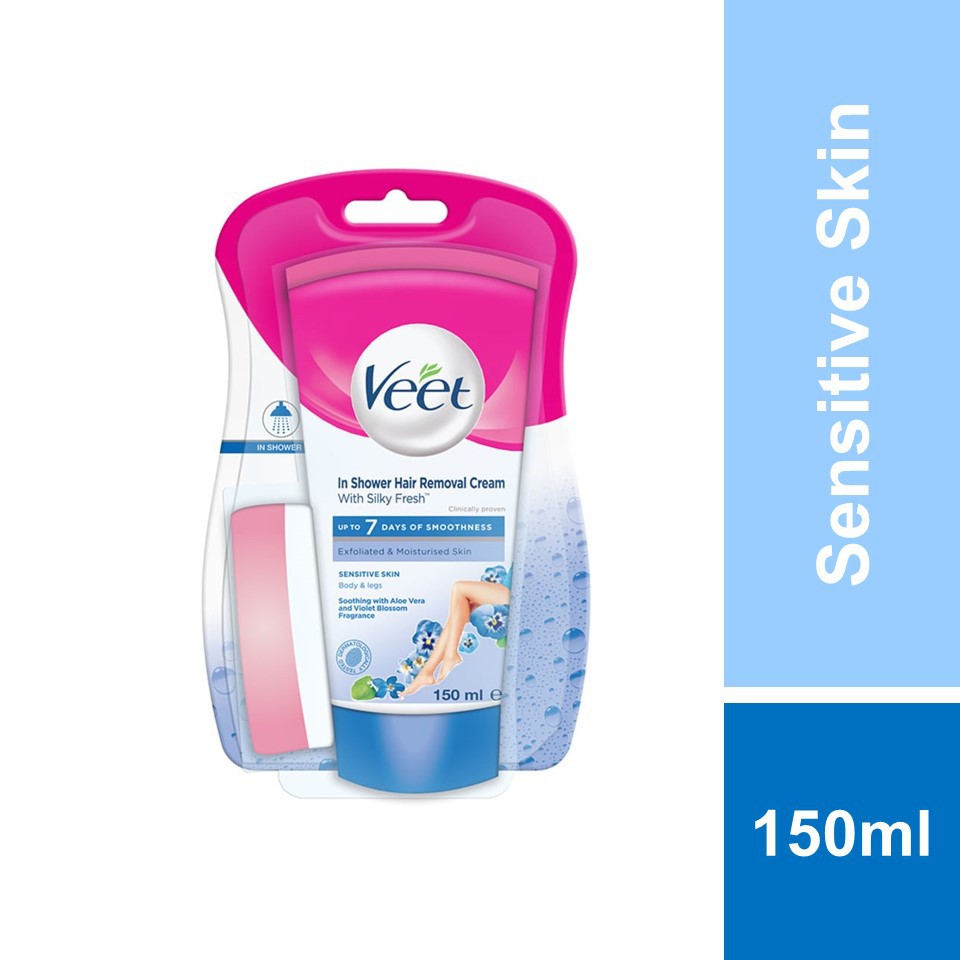 Veet InShower Hair Removal Cream for Sensitive Skin 150ml Shopee