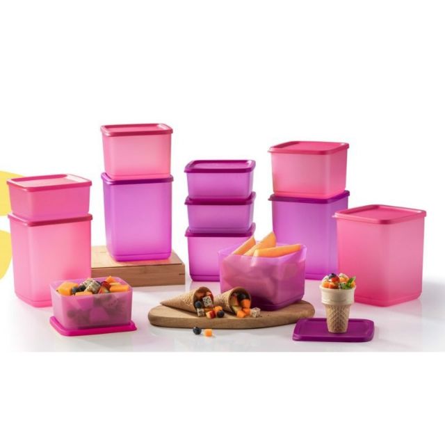 So Fresh Square Set Tupperware bekas kedap udara airtight bpa free microwavesafe food kitchen storage liquid tight