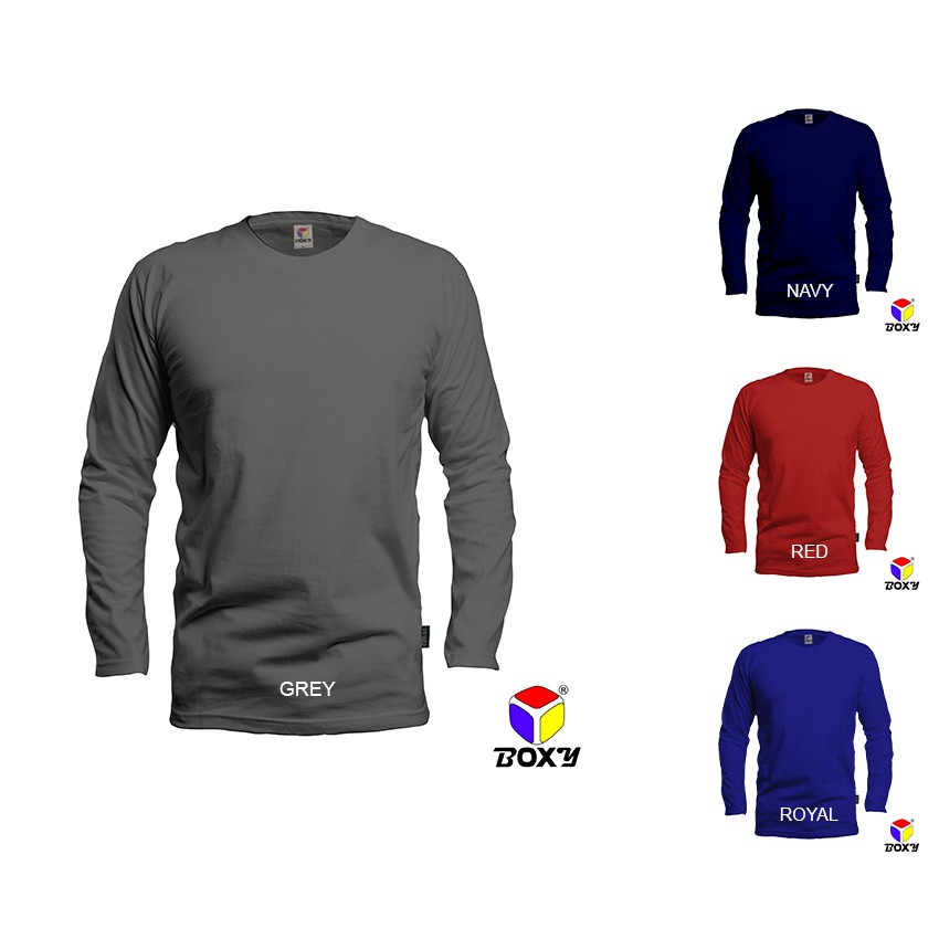 Men S Boxy Unisex Microfiber Long Sleeve T Shirt For Men And Women Baju Lengan Panjang Lelaki Grey Navy Red Royal Shopee Malaysia