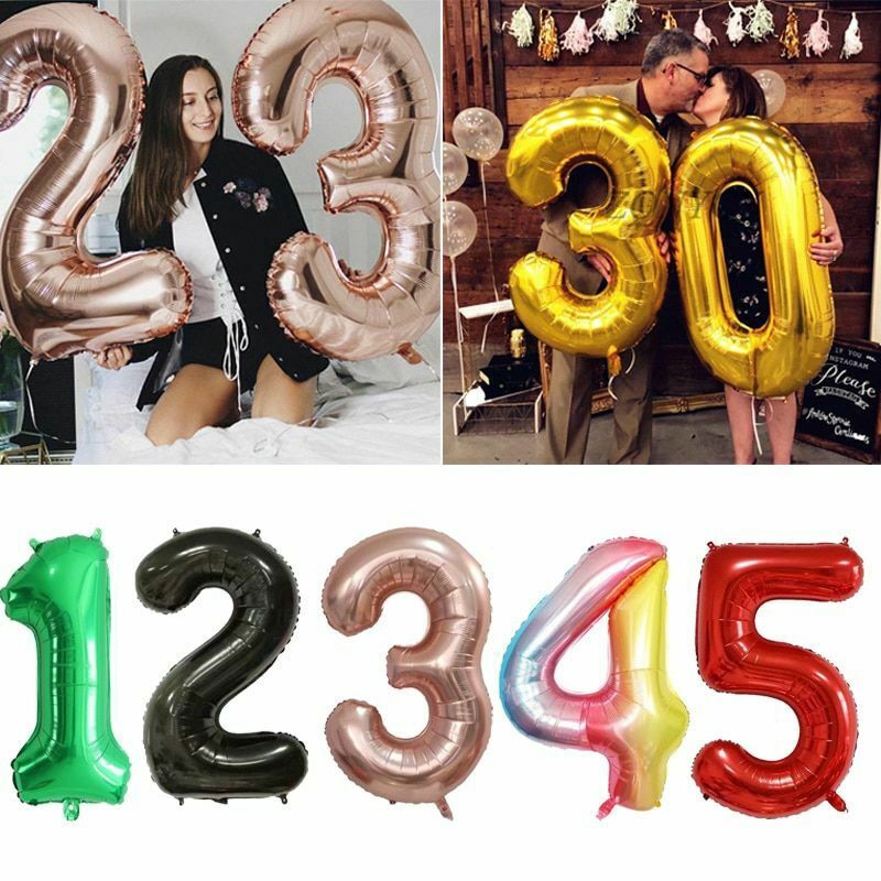 Big 40”Inch Foil Number Balloons Air Helium Birthday Age Party Wedding  Baby Shower Balloon