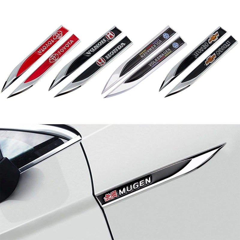 2PCS Car Styling Metal Car Side Fender Decoration 3D Marker Sticker