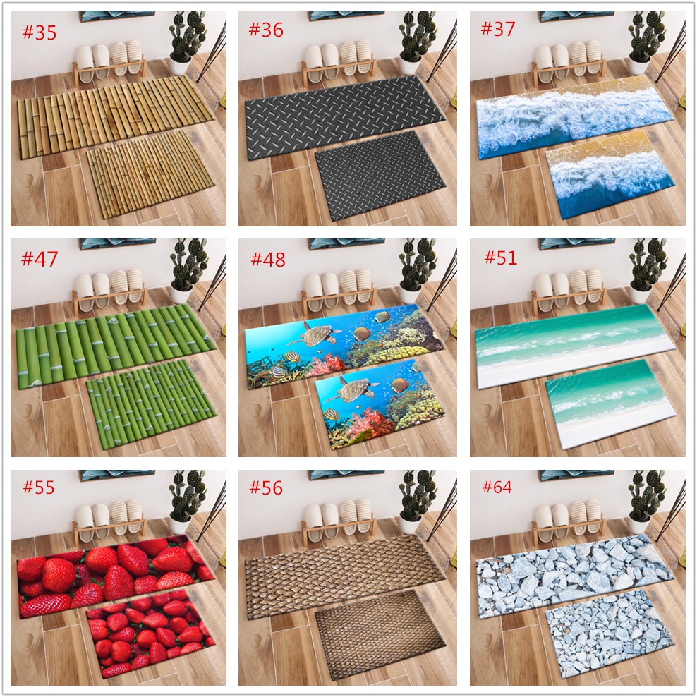 2pcs Bamboo Beach Kitchen Floor Mat Home Area Rugs Anti Slip Long