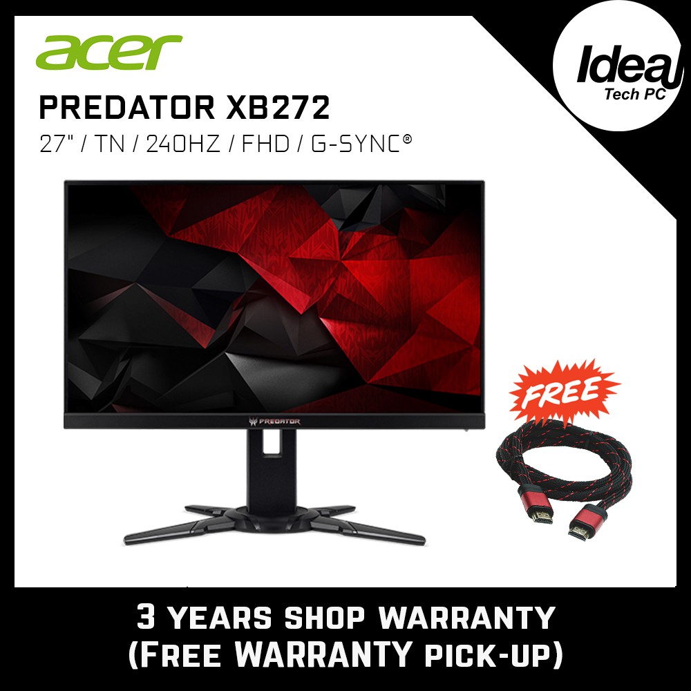 Acer Predator Xb272 27 Fhd Tn 240hz G Sync Shopee Malaysia