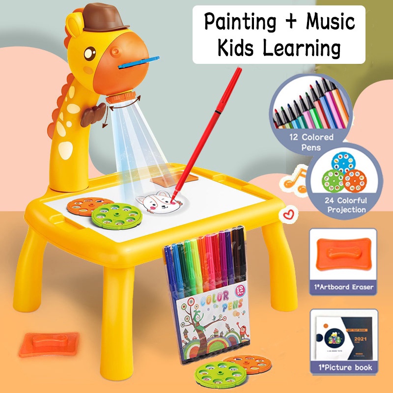 Child Smart Projector Desk With Light & Music Learning Painting Machine Toy Creative Children's Early Education Toys toys for kids girl