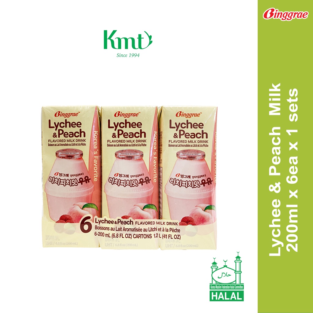 binggrae-lychee-peach-milk-200ml-x-6ea-shopee-malaysia