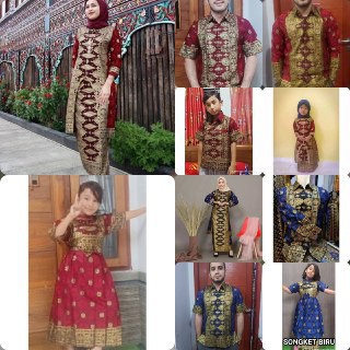 family couple kebaya kurung songket palembang maroon & NAVI