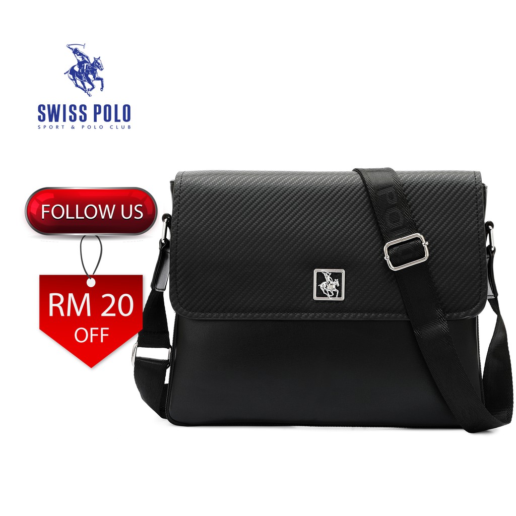 SWISS POLO SLING BAG SWQ 9663-2 BLACK | Shopee Malaysia