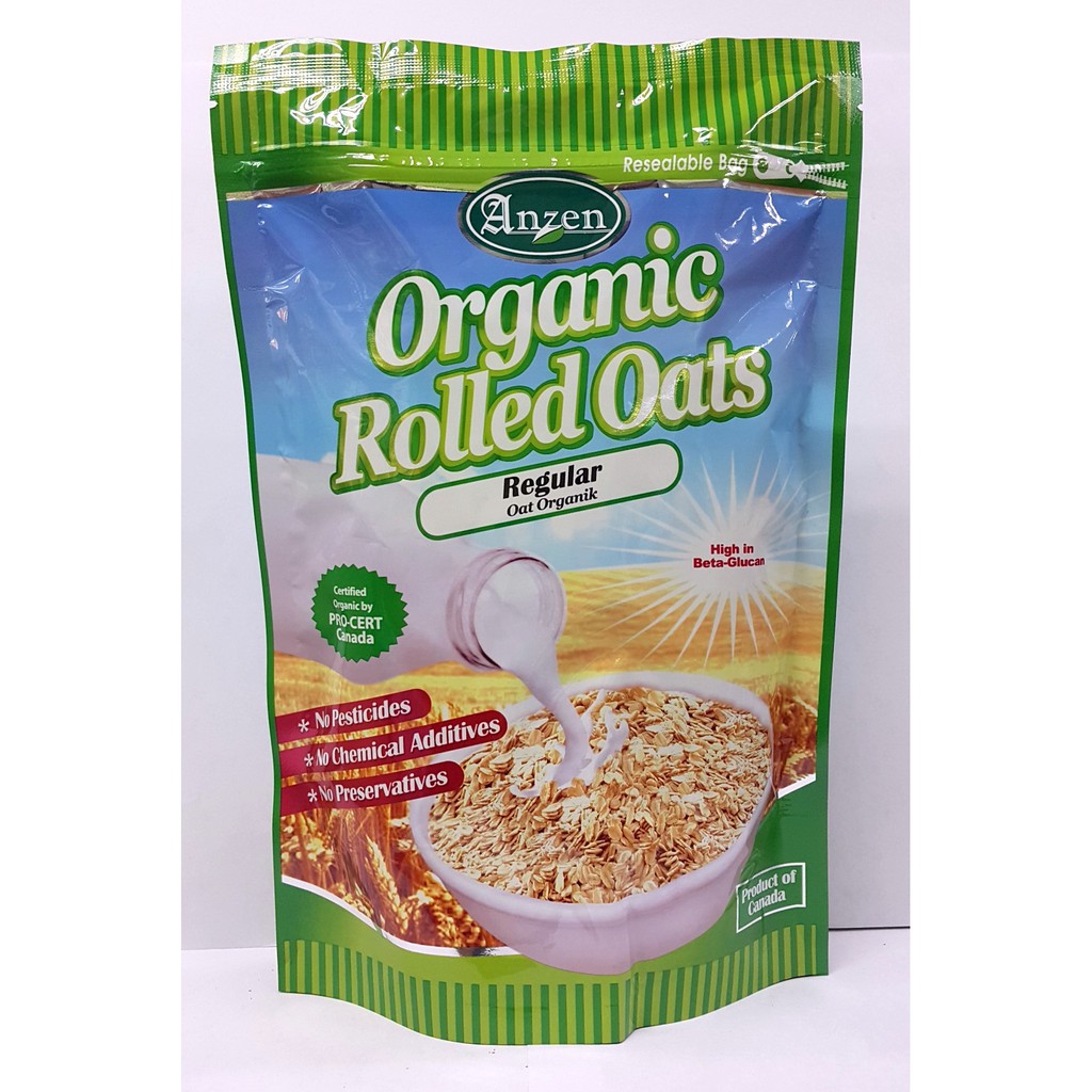 Anzen Organic Rolled Oats Regular 500g Shopee Malaysia