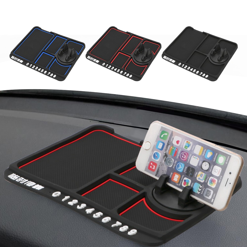 Non-Slip Phone Pad for 4-in-1 Car,2022 New Universal 360 Degrees Rotating Car Phone Holder,Dashboard Phone Mat Holder with Aromatherapy and Temporary Car Parking Card Number Plate 