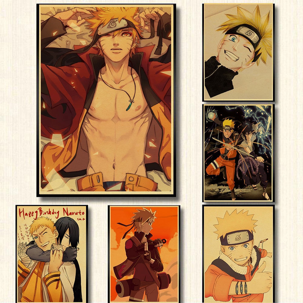 Anime Uzumaki Naruto Poster Cartoon Naruto Kraft Paper Posters Bar Cafe Wall Sticker Child's ...