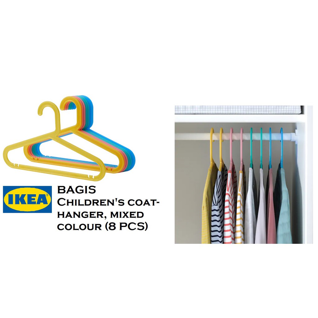 IKEA BAGIS KIDS HANGER / PENYANGKUT BAJU BUDAK MULTICOLOR (8 PCS) Shopee Malaysia