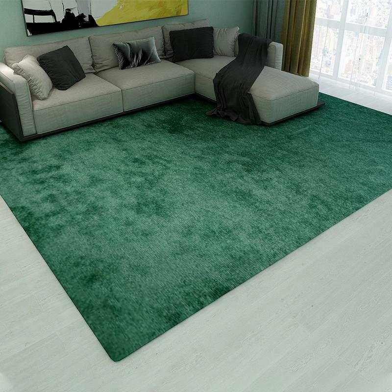 Dark Green Carpet Living Room Sofa Table Nordic Plain Bedroominswind