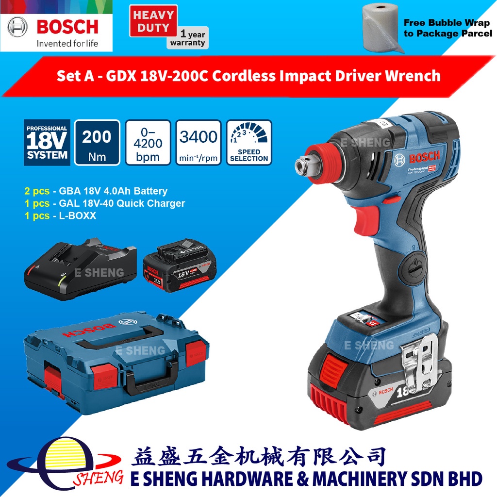 Bosch GDX 18V200C Cordless Impact Driver Wrench ( GDX18V200C / GDX18V200C ) Shopee Malaysia