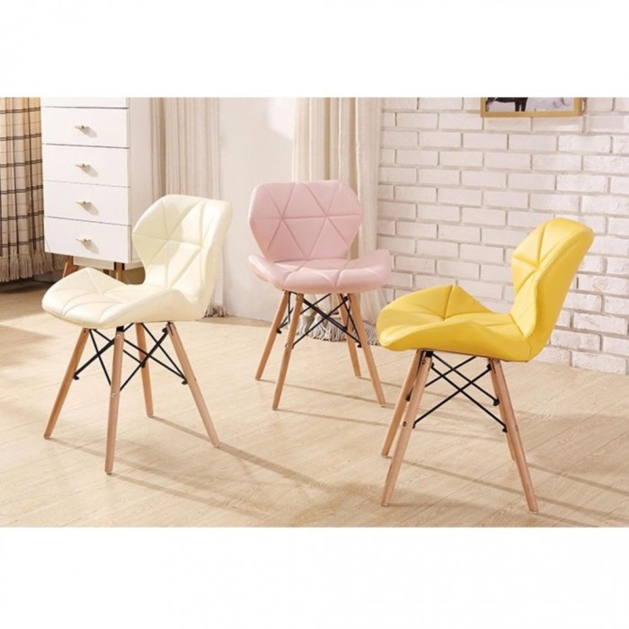 Scandinavian Nordic Cassa Eames Chair, Pink Leather Dining Room Chairs