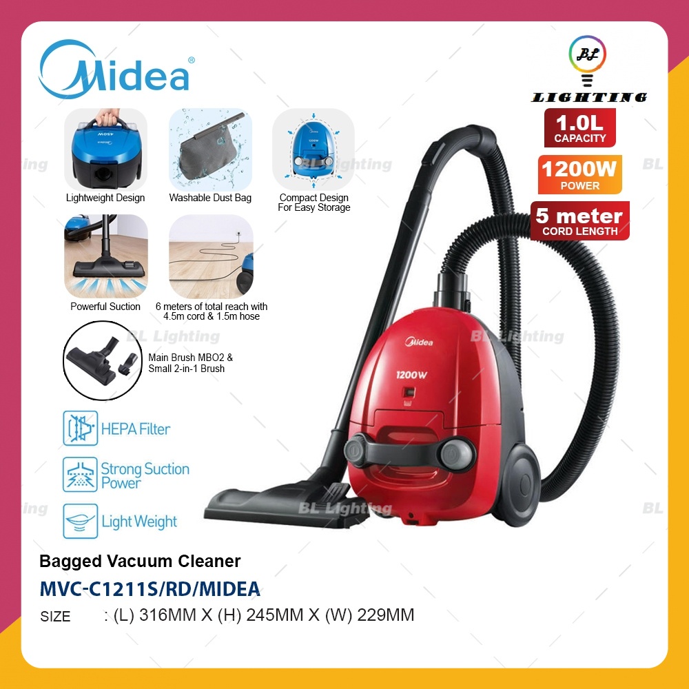 MIDEA MVCC1211S 1200W BAGGED VACUUM CLEANER Shopee Malaysia