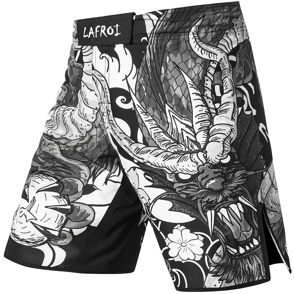 LAFROI QJK01 Pantalones Cortos para Hombre Cross Training y Boxeo con cordón y 1 Bolsillo para Artes Marciales Mixtas 