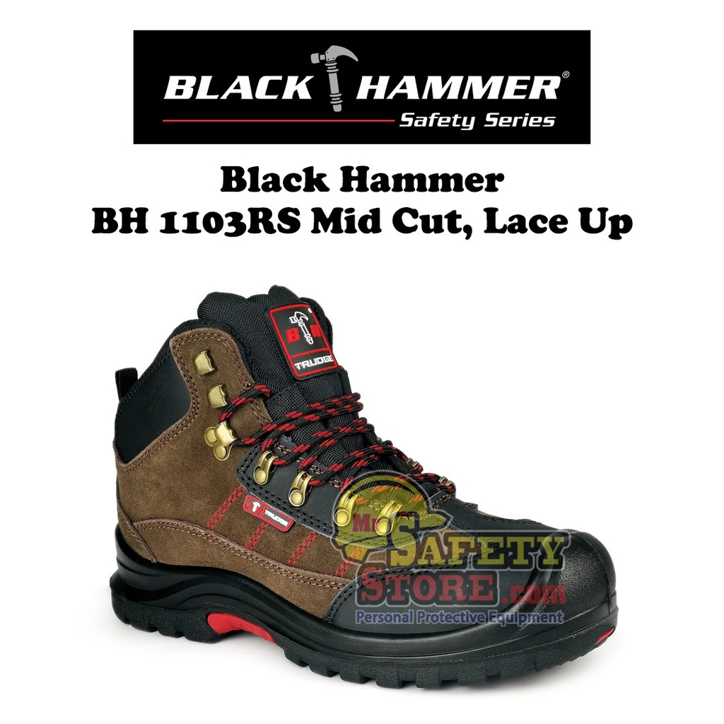 Black Hammer BH1103RS Mid Cut, Lace Up Safety Shoe (Brown) Shopee