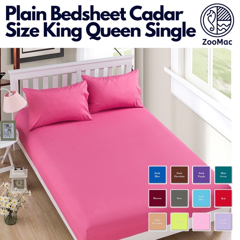 [Zoomac] Plain Cadar Fitted KING/QUEEN/SINGLE size Fitted Bedsheet (Ready StockBedsheet only