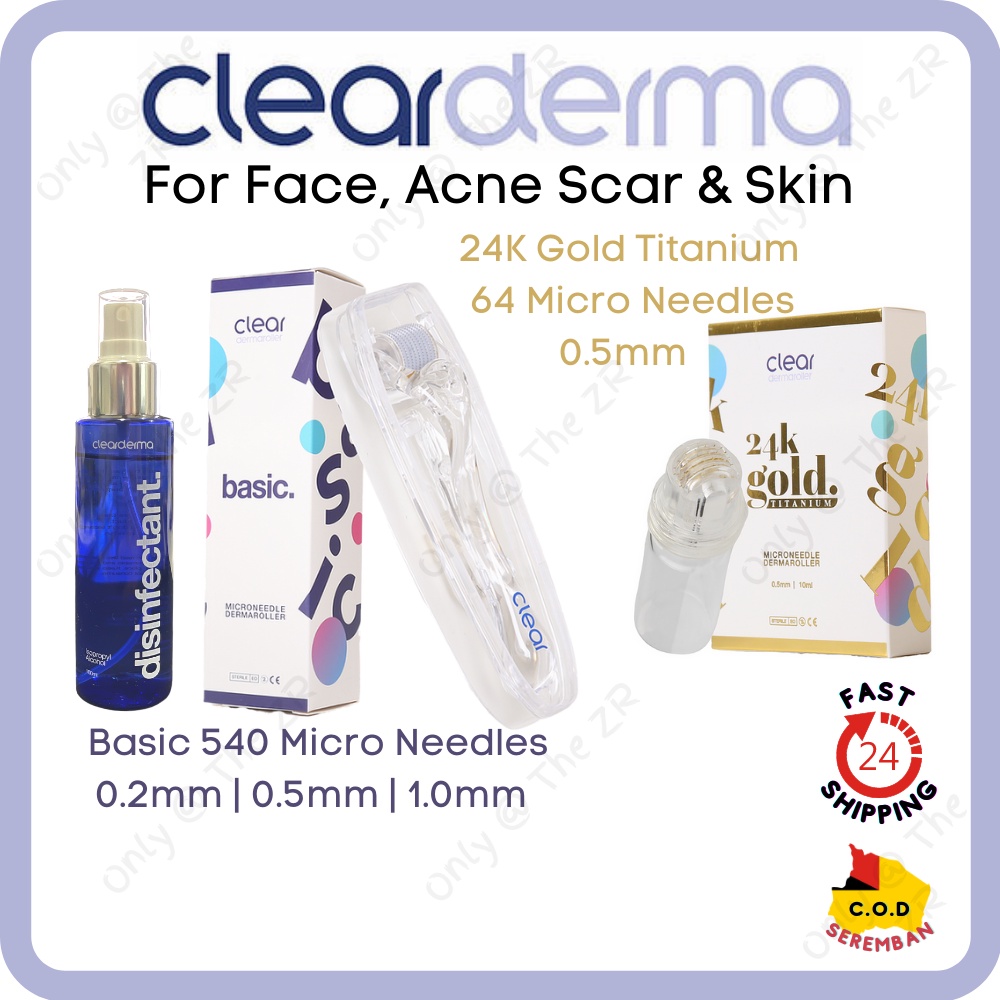 Derma Roller CLEAR Dermaroller Original with Disinfectant [0.5 1.0