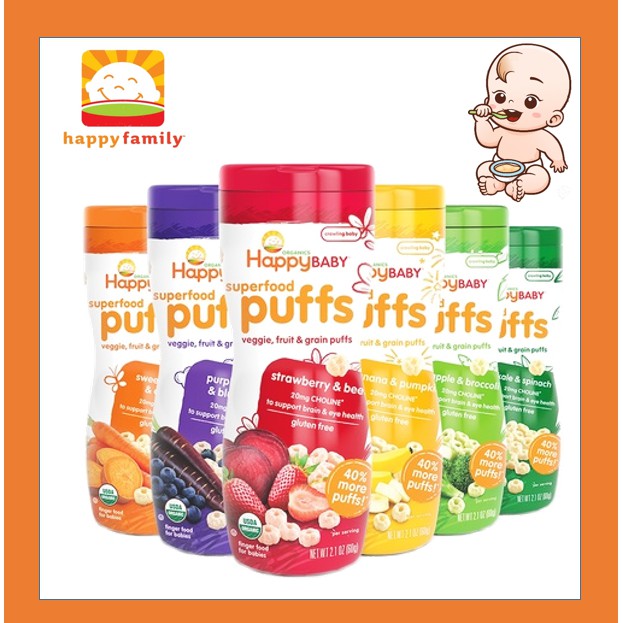 Gluten Free Happy Baby Organic Puff 59g Bundle Superfood Baby Foods Organic Food 21 Shopee Malaysia