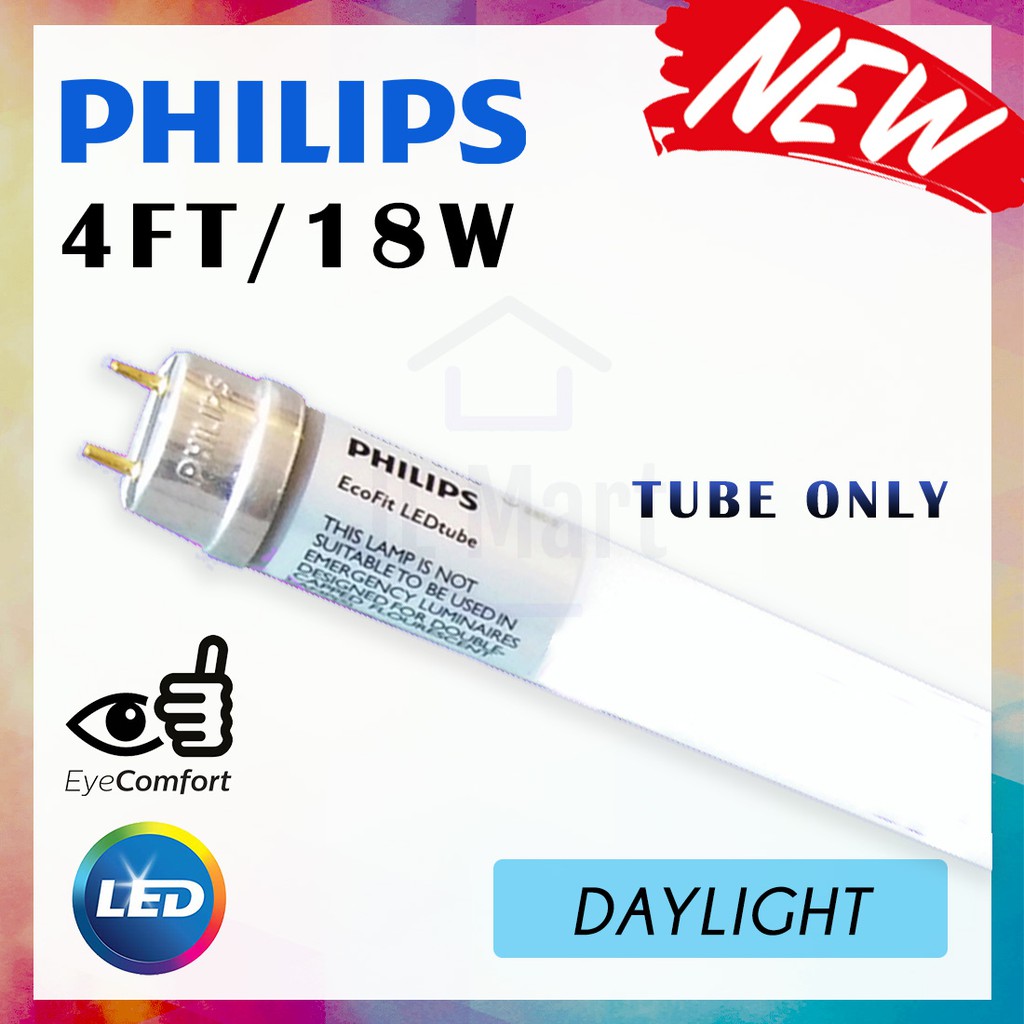 Philips 4ft 18w Ecofit T8 Glass LED Tube Lampu Panjang Lampu Led Lampu ...