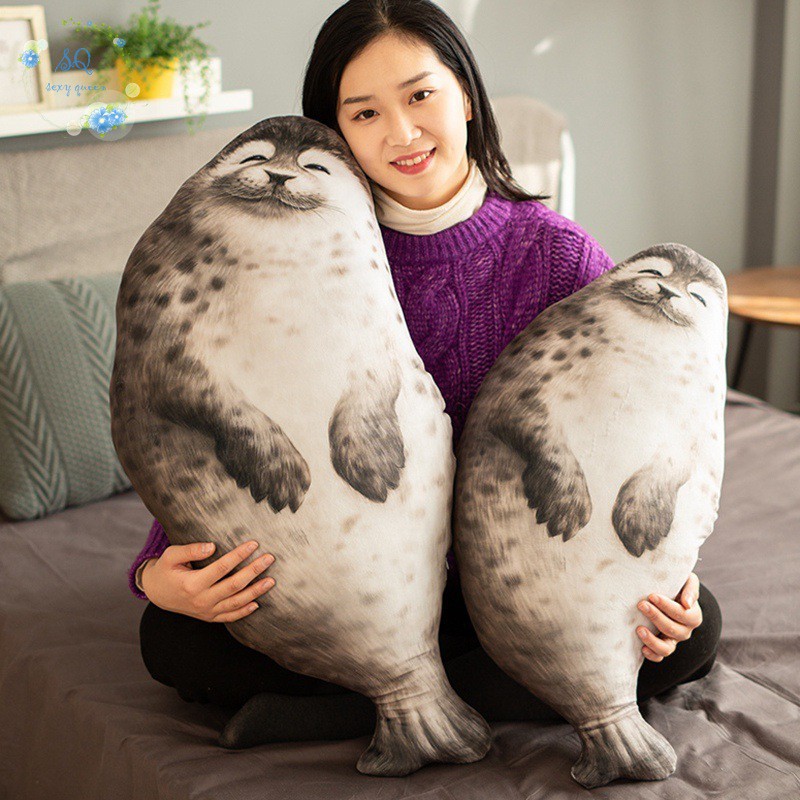 chubby seal plush pillow
