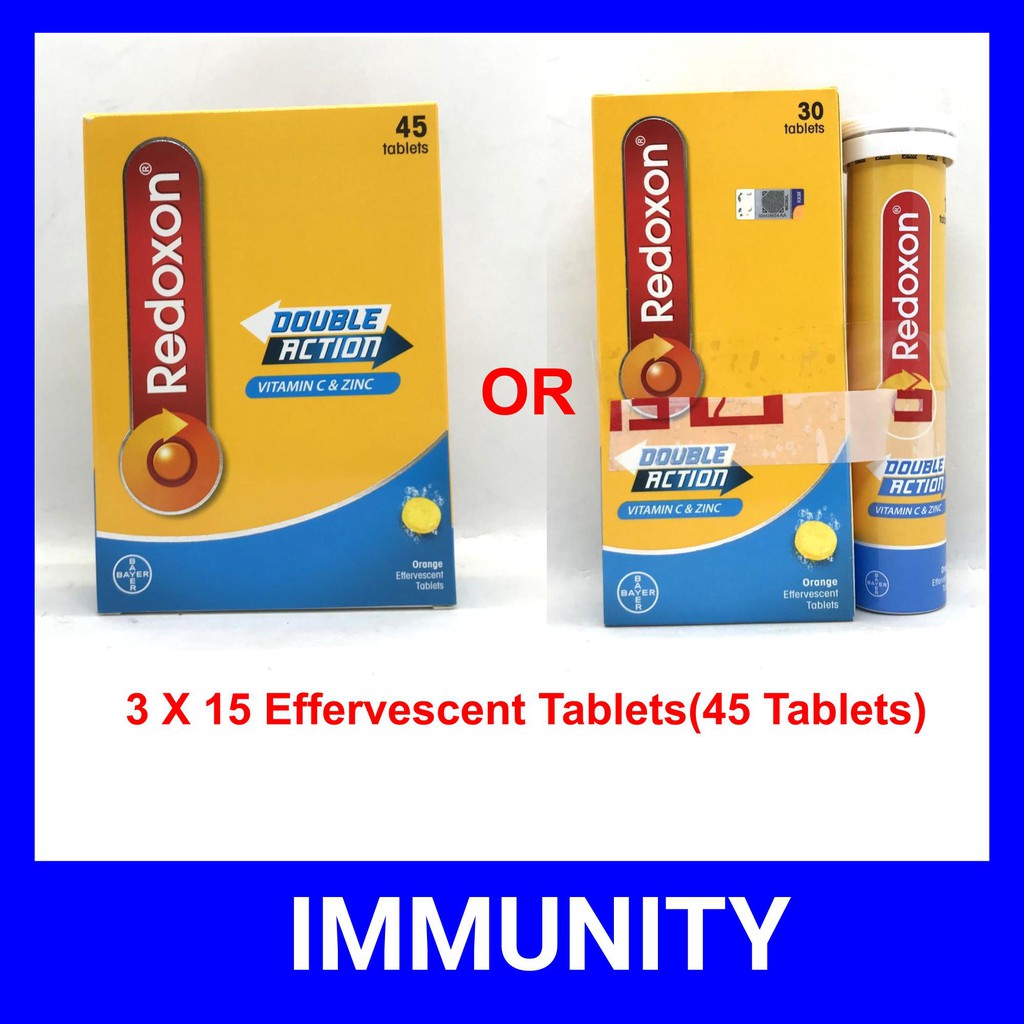 Redoxon Double Action Vitamin C 1000mg Zinc 10mg 3 X 15 Effervescent Tablets Orange Shopee Malaysia