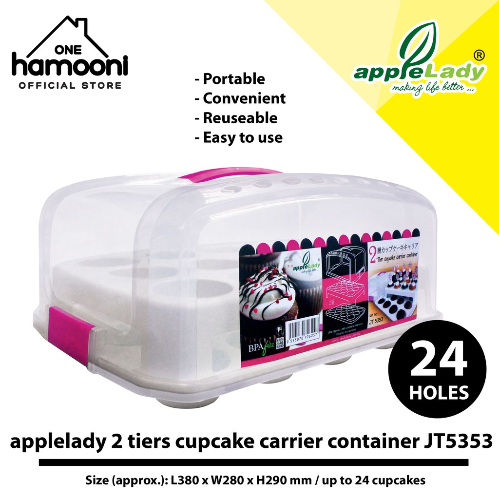 [YEAR END SALES] Applelady 2 Tiers Cupcake Carrier Container 24 holes