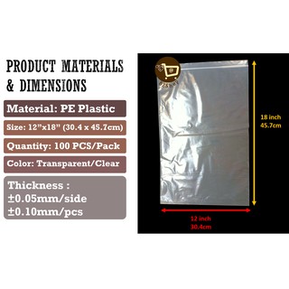 CLEAR TRANSPARENT ZIP  LOCK PLASTIC BAG 12x18 INCH CAN 