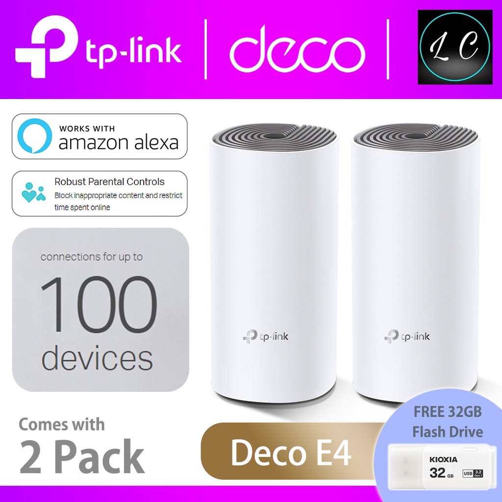 TP-Link Deco E4 AC1200(With FREE GIFT) Mesh WiFi Router Whole Home Wi-Fi System TP Link Range Extender (2-PACK/3-PACK)