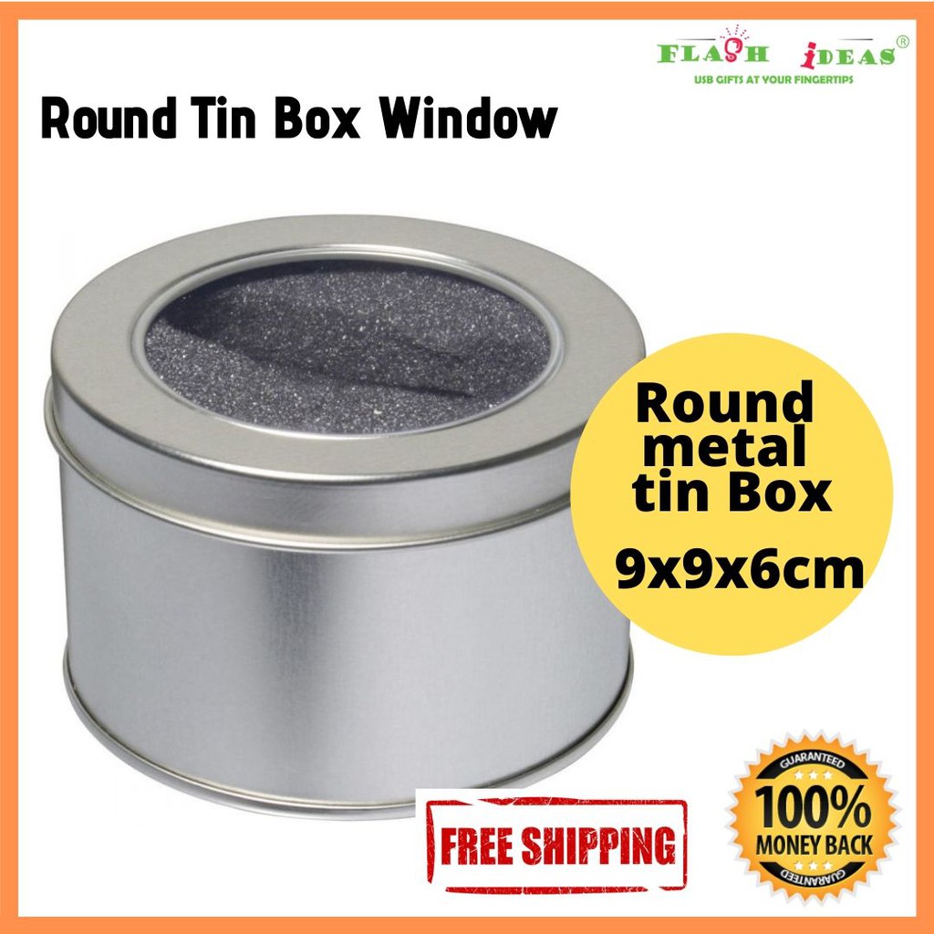 round metal tin container