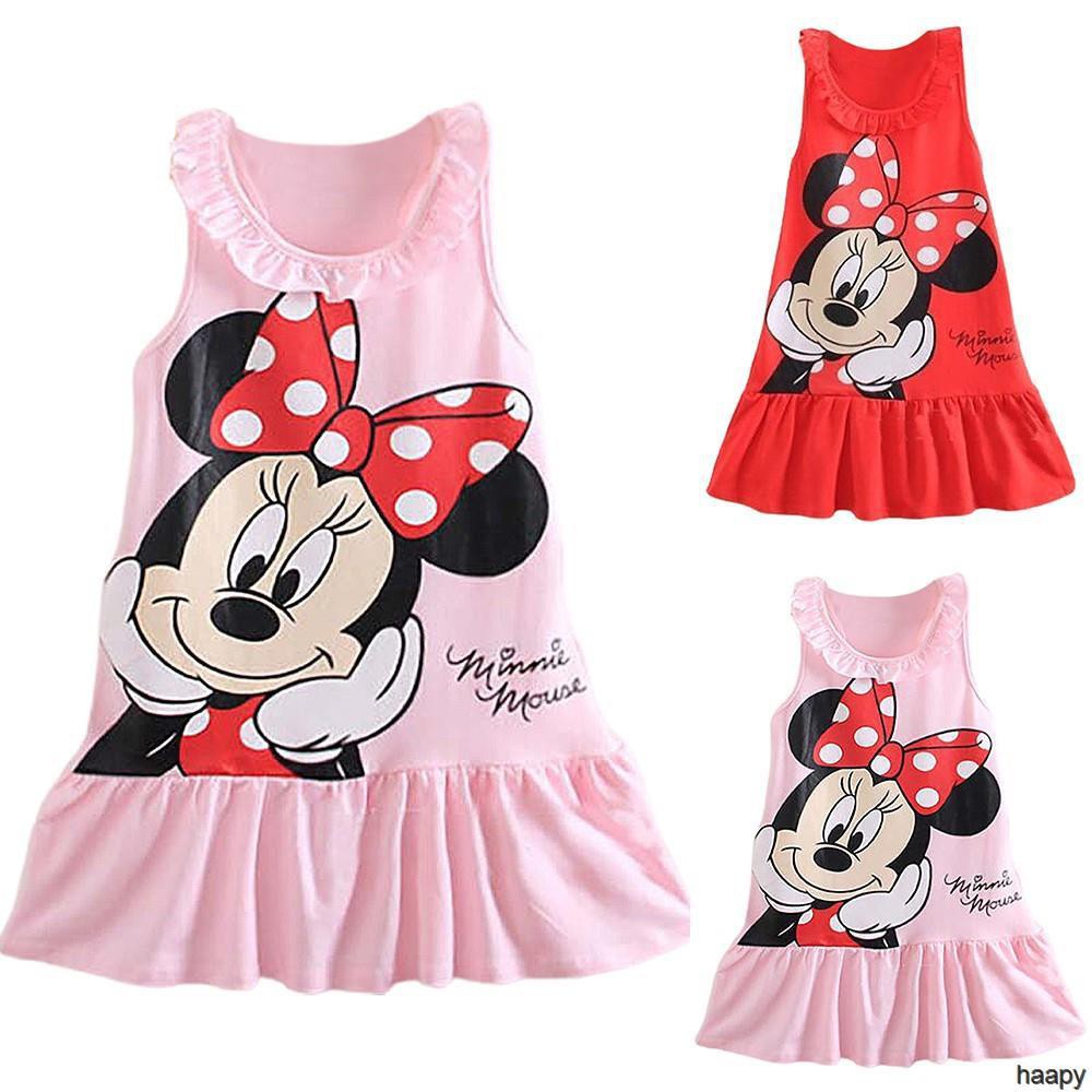 Baju Budak Perempuan Girl Dresses Baby Girl Sleeveless Pakaian Kanak Kanak Cotton Printing Princess Loose Disney Cartoon Casual Wear Shopee Malaysia
