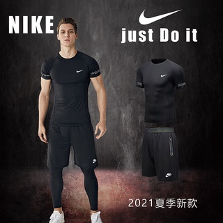 #NIKENike Workout Clothes Quick Drying Clothes Tights Fitness Suit Running Short Sleeve Sports Training Wear Men's Breat