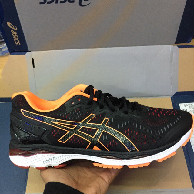 Asics Gel Kayano 23 Black Orange Shopee Malaysia