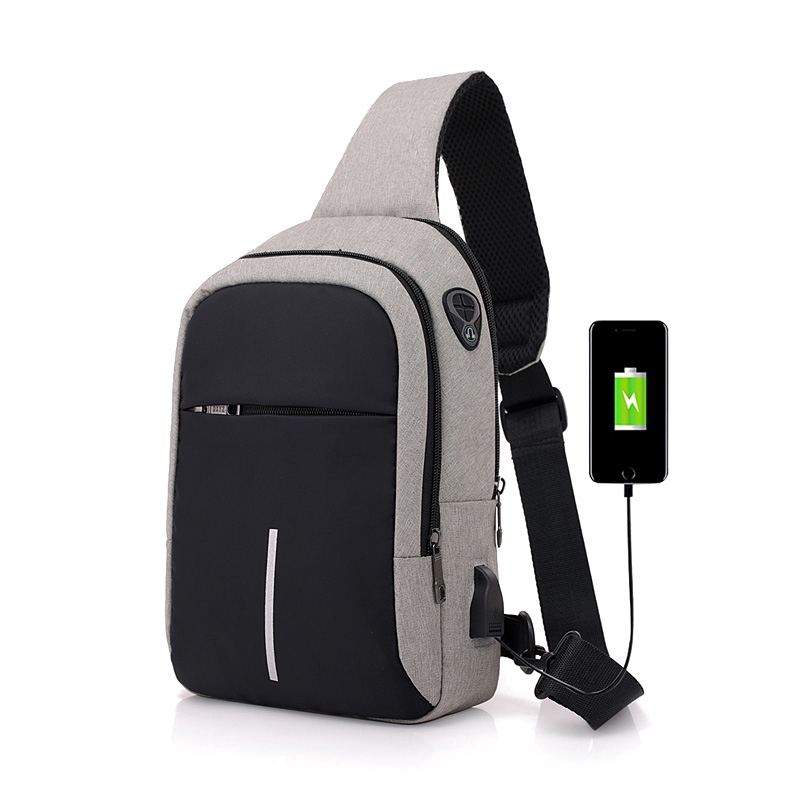 Chest bag mens Messenger bag mens shoulder bag casual sports small backpack chest bag gray black