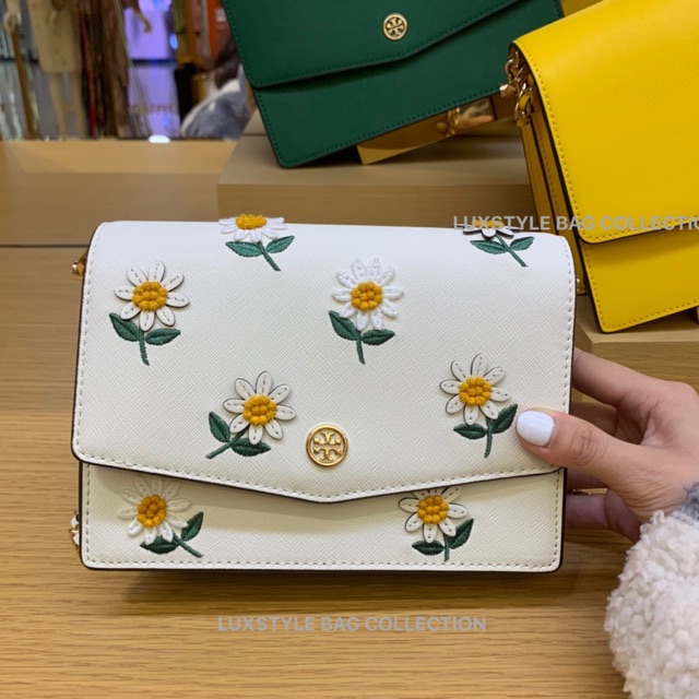 ? Authentic Original Tory Burch Robinson Embroidered Shoulder Bag Ivory  White | Shopee Malaysia