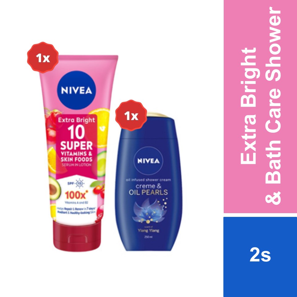Nivea Extra Bright Serum in Lotion 320ml FREE NIVEA Bath Care Shower