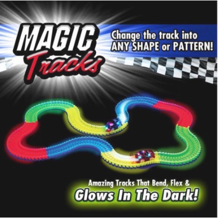 MAGIC TRACKS DIY 240 Glow in the Dark LED LIGHT UP RACE CAR Bend Flex Racetrack