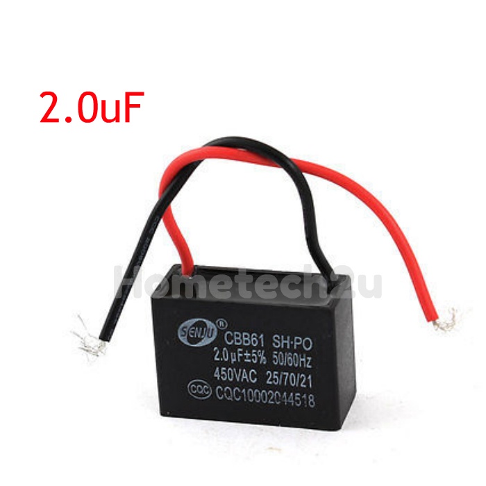 AC 450V 2.0uF 50Hz 2 Wired Motor Run Capacitor CBB61 Table Fan Stand Fan Ceiling Fan