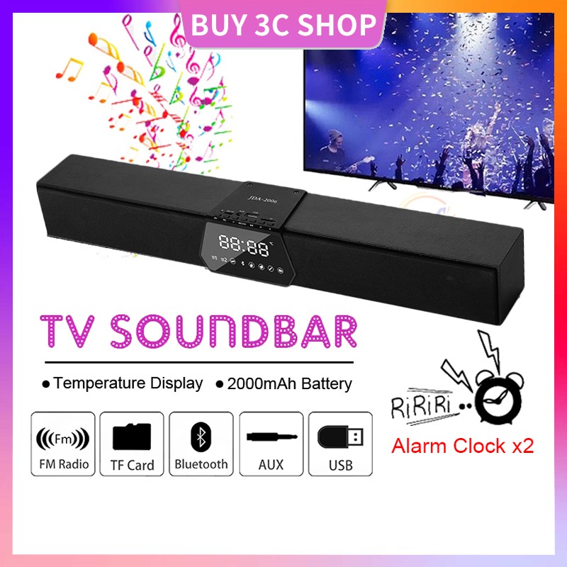 Bluetooth Speaker Wireless Surrounded With 2 Alarm Colck TV PC Phone FM Radio Soundbar Home Theater Bluetooth Speaker