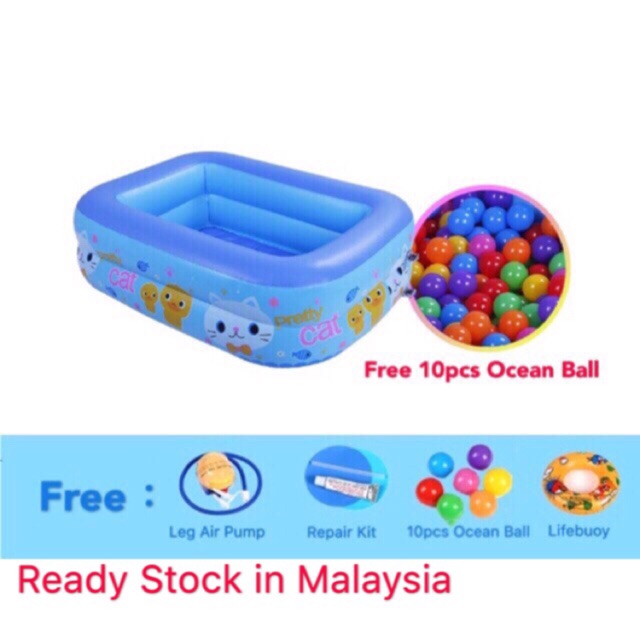 [Ready Stock] Inflatable 2 Rings Swimming Pool (L)120x(W)90x(H)36CM Shopee Malaysia