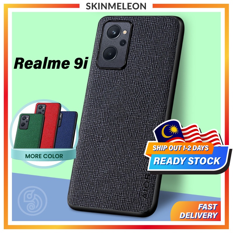 SKINMELEON Casing Realme 9i Casing Phone Case Elegant Cross Pattern PU Leather TPU Camera Protection Cover Phone Cases